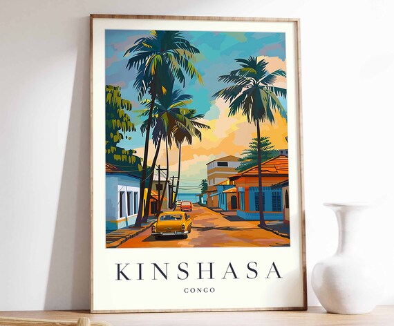 Kinshasa Poster Kinshasa Travel Print Congo Wall Art Kinshasa Decor Tropical Decor City Print Kinshasa Gift Kinshasa Travel Poster