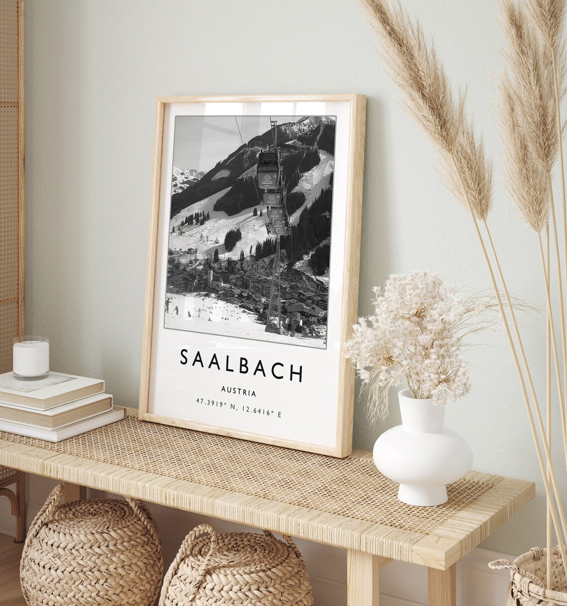 Saalbach Austria Skiing Travel Poster, Winter Sport - Image 2