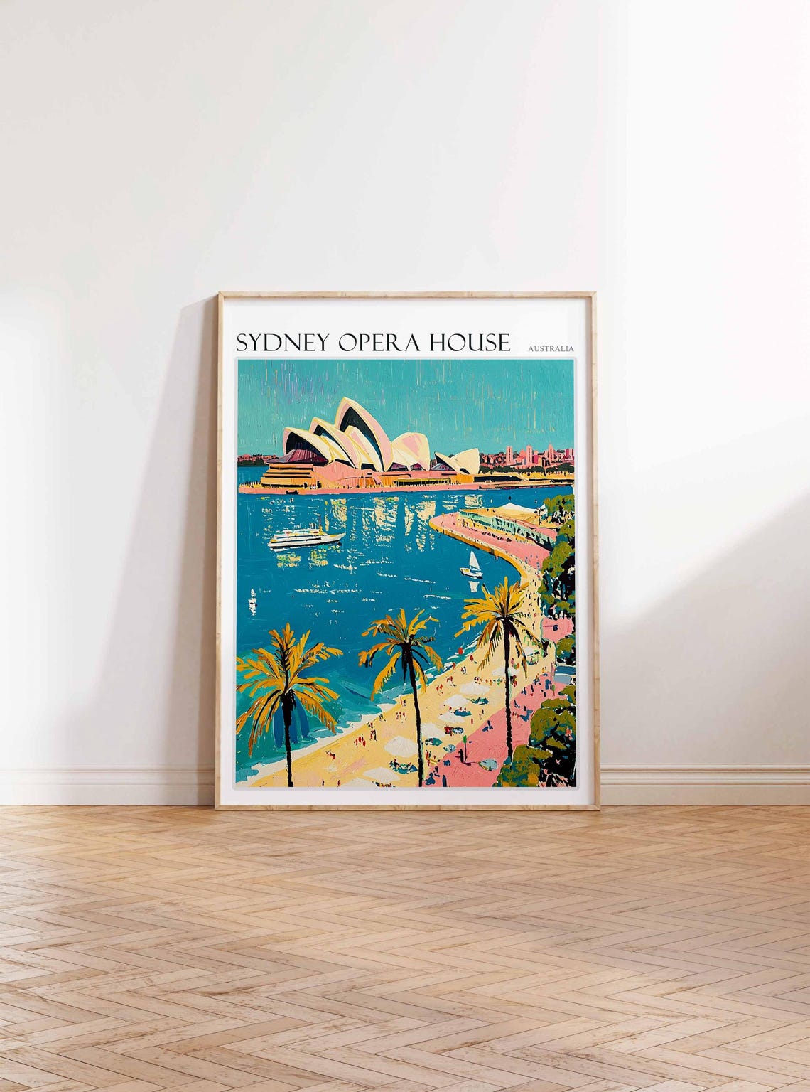 Sydney Opera House Australia Beach Umbrellas Palms Aerial View Poster - Image 2
