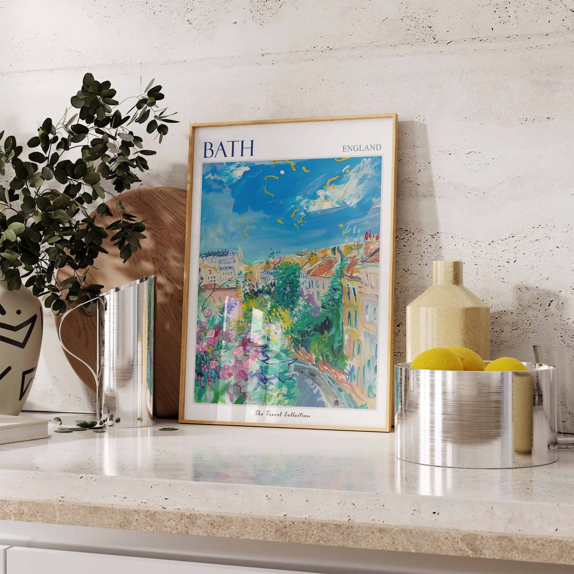 Bath Georgian Rooftops Flower Garden Spring England Travel Poster - Image 3