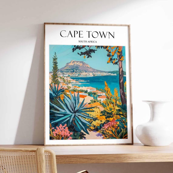 Cape Town Travel Print Poster South Africa Wall Art Colourful Vintage Gift A1a2a3a4