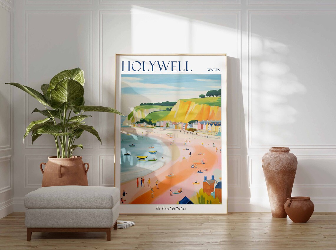 Holywell Travel Poster, Welsh Tropical Sea Print - Image 3