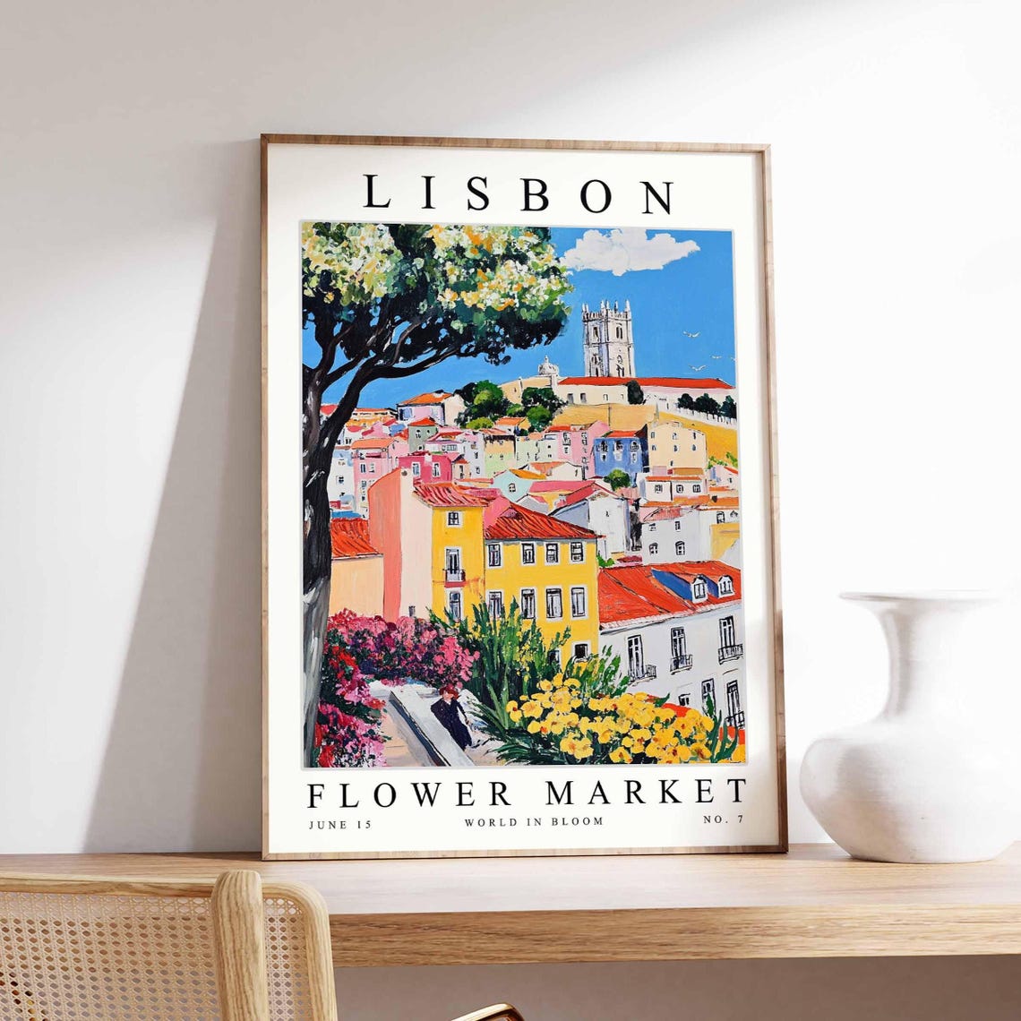 Lisbon Flower Market Poster Lisbonprint Portuguese Floral Wall Art Lisbonfloral Decor Botanical Europe Travel Print