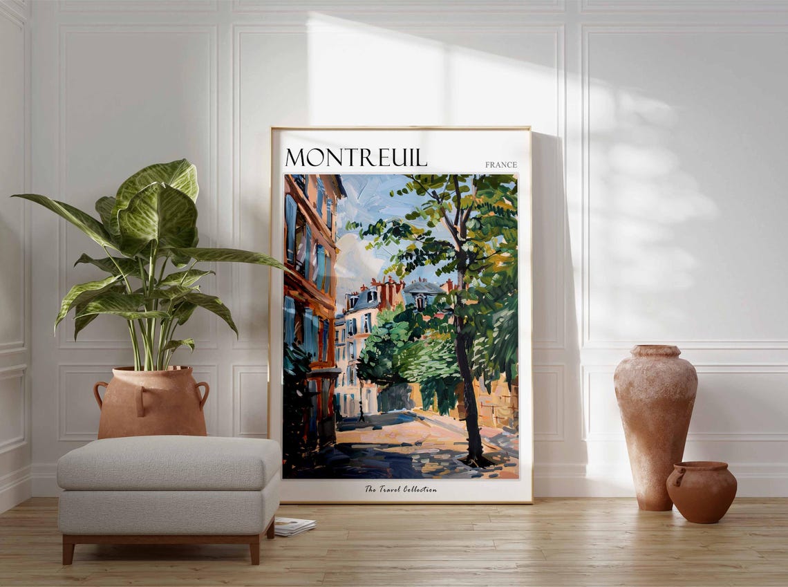 Montreuil Poster France Travel Print French Decor Europe Travel Poster European Wall Art Botanical Print Montreuil Travel Poster - Image 3