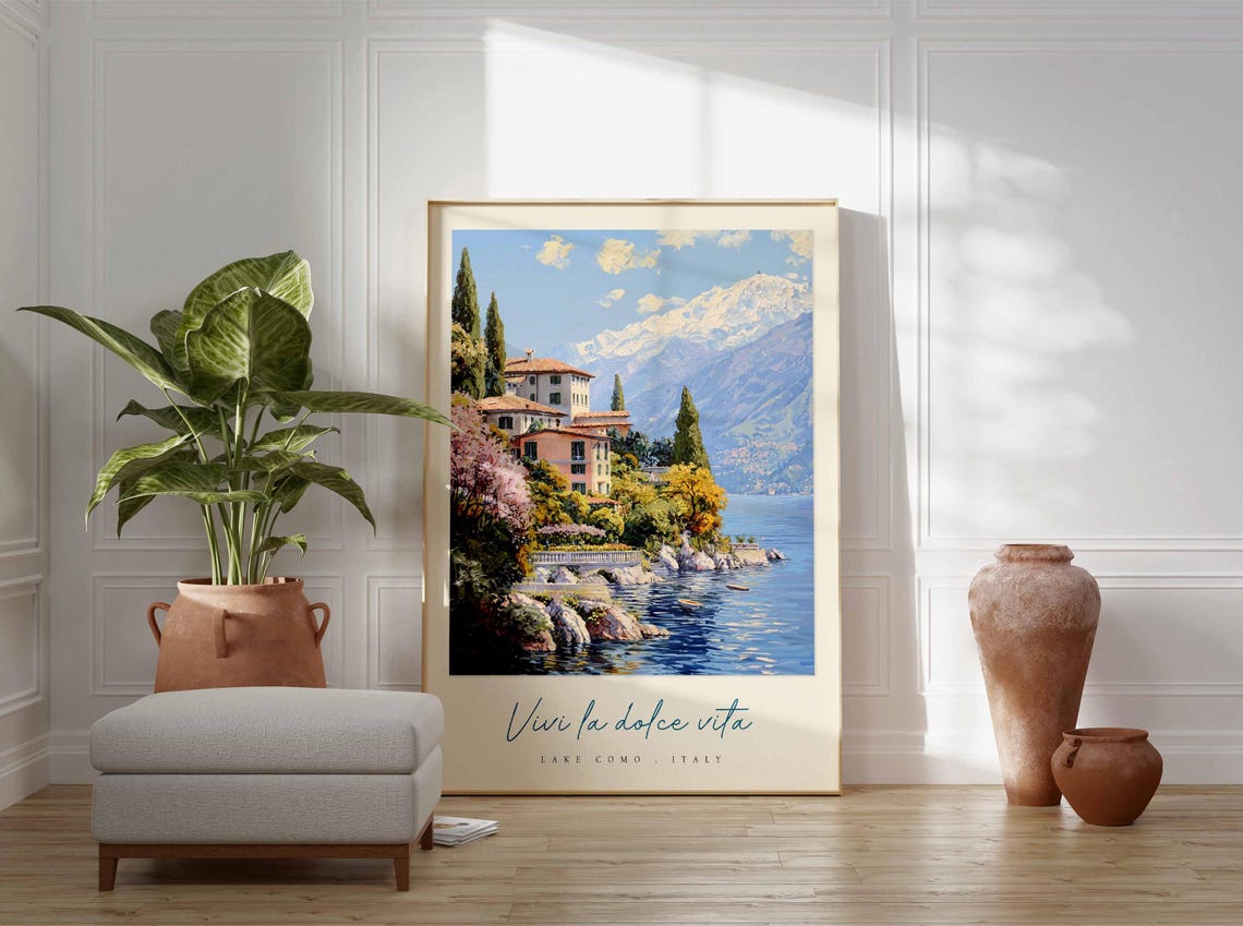 Lake Como Italy Lakeside Villas Spring Blossom Shores Poster - Image 3