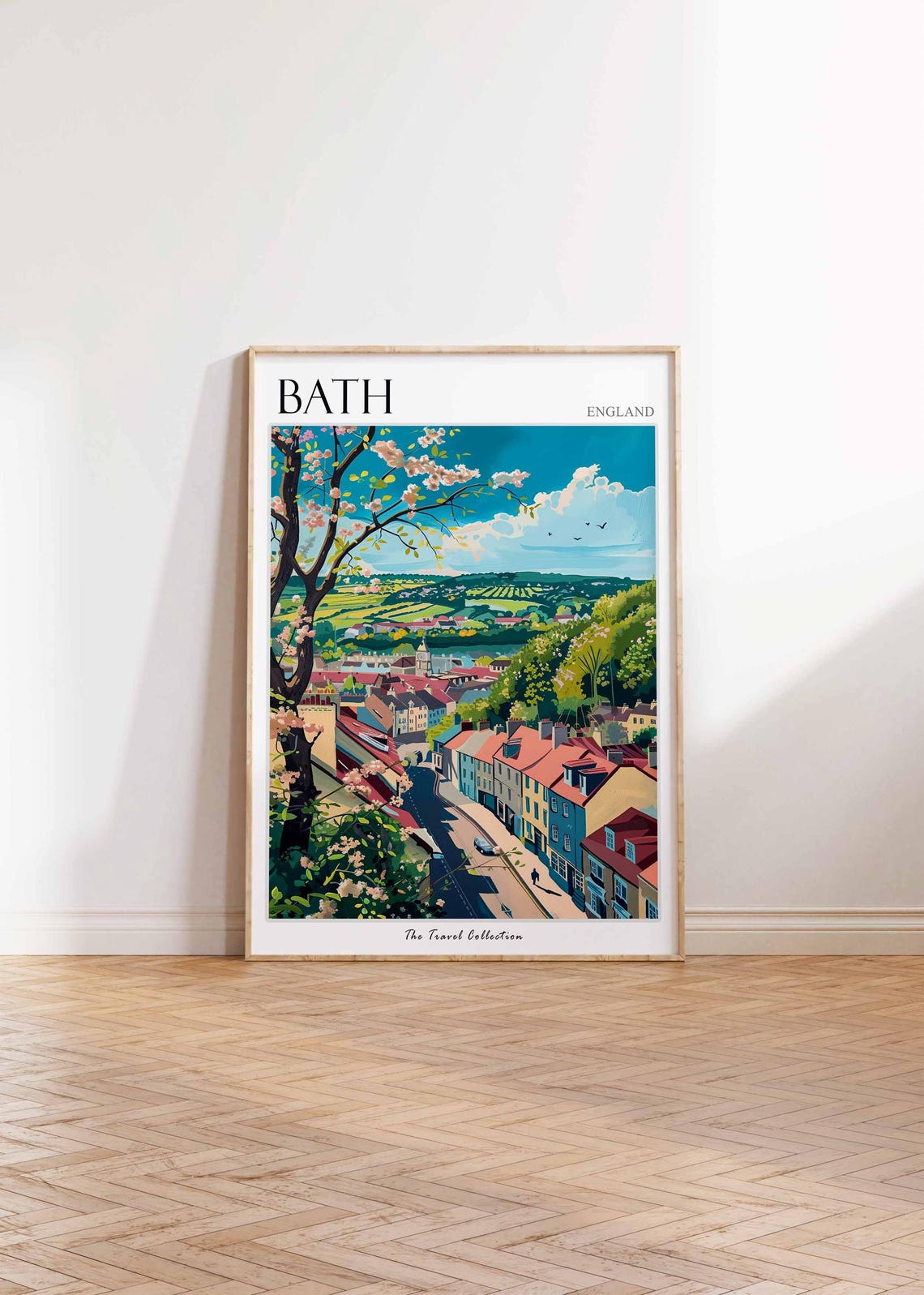 Bath England Hillside Streets Blossom Tree Panoramic Travel Poster - Image 2