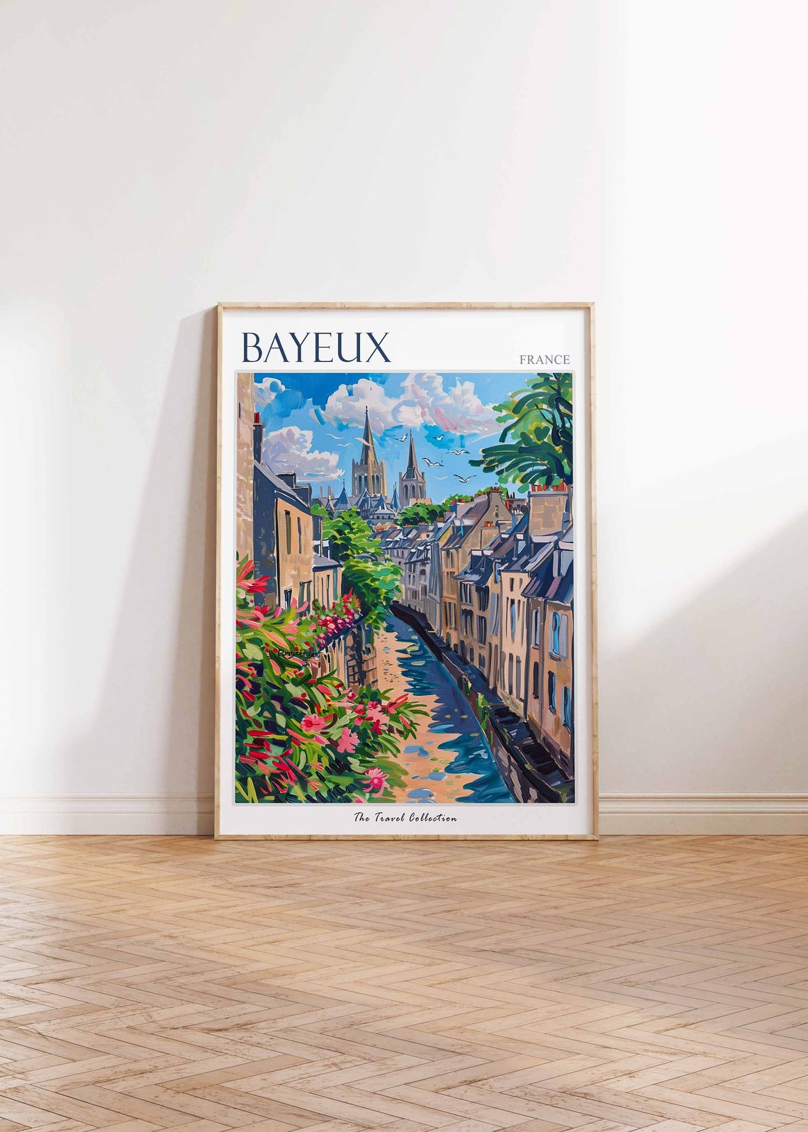 Bayeux France Historic Old Town River Cathedral Spires Travel Poster - Image 2