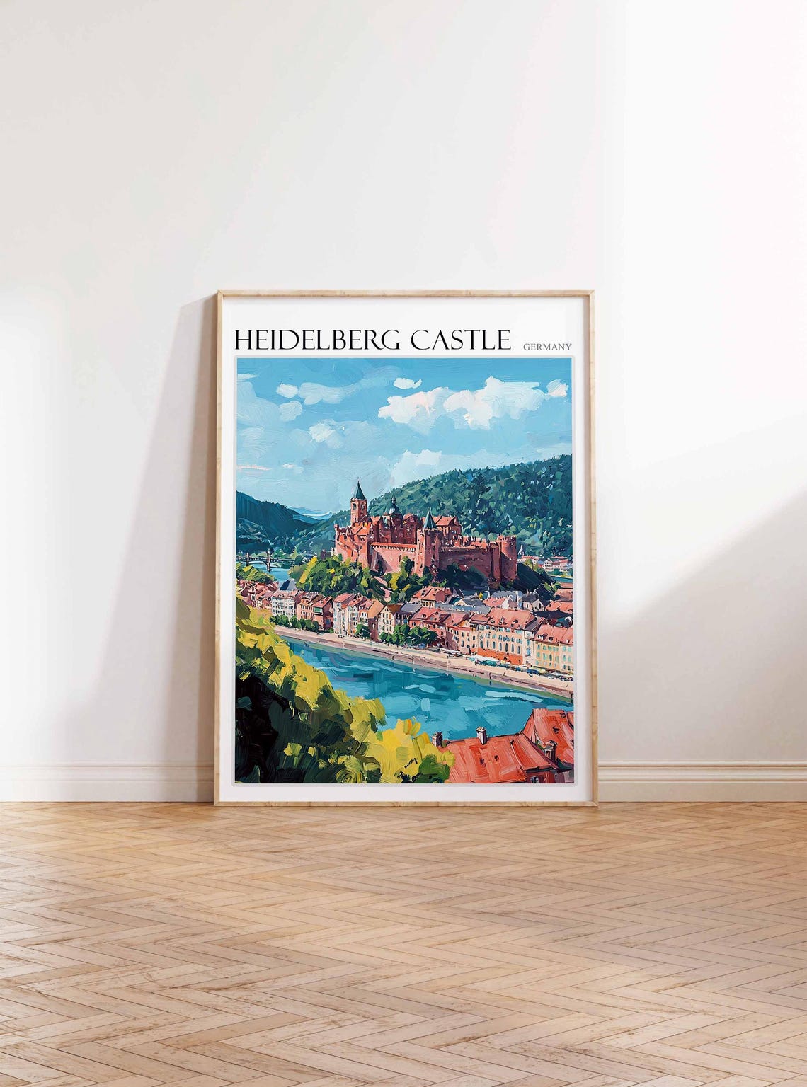 Heidelberg Castle Germany Neckar River View Oil Painting Poster - Image 3