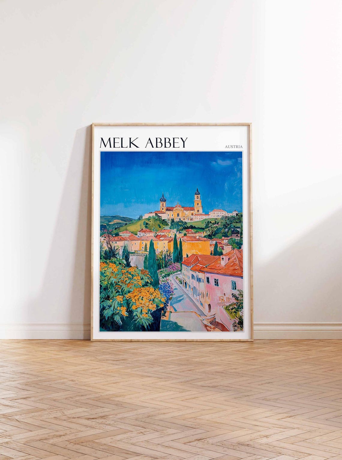 Melk Abbey Austria Hilltop Abbey Over Old Town View Travel Poster - Image 4