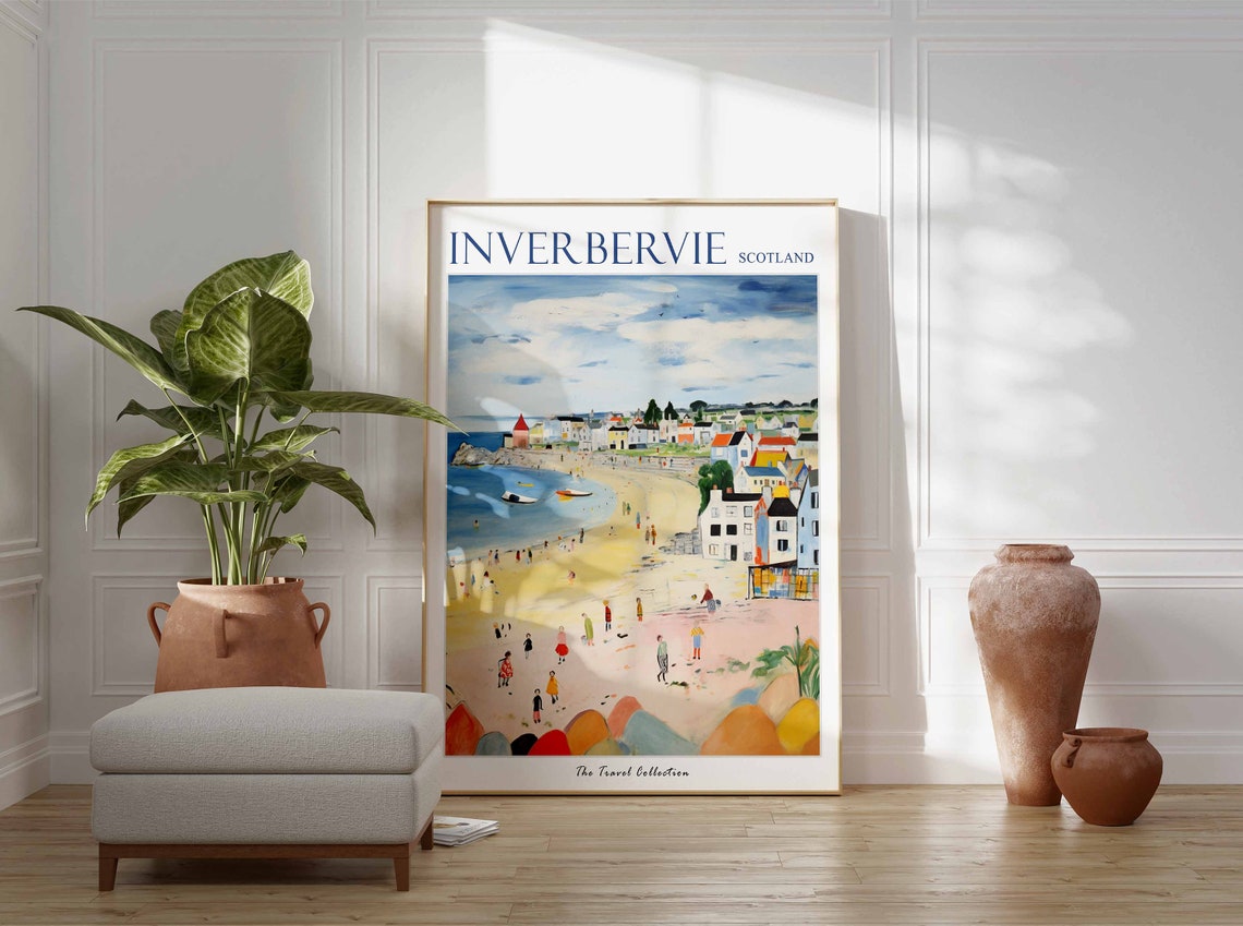 Inverbervie Poster Inverbervie Travel Print Scotland Travel Poster Scottish Decor Tropical Decor Sea Print Inverbervie Travel Poster - Image 3