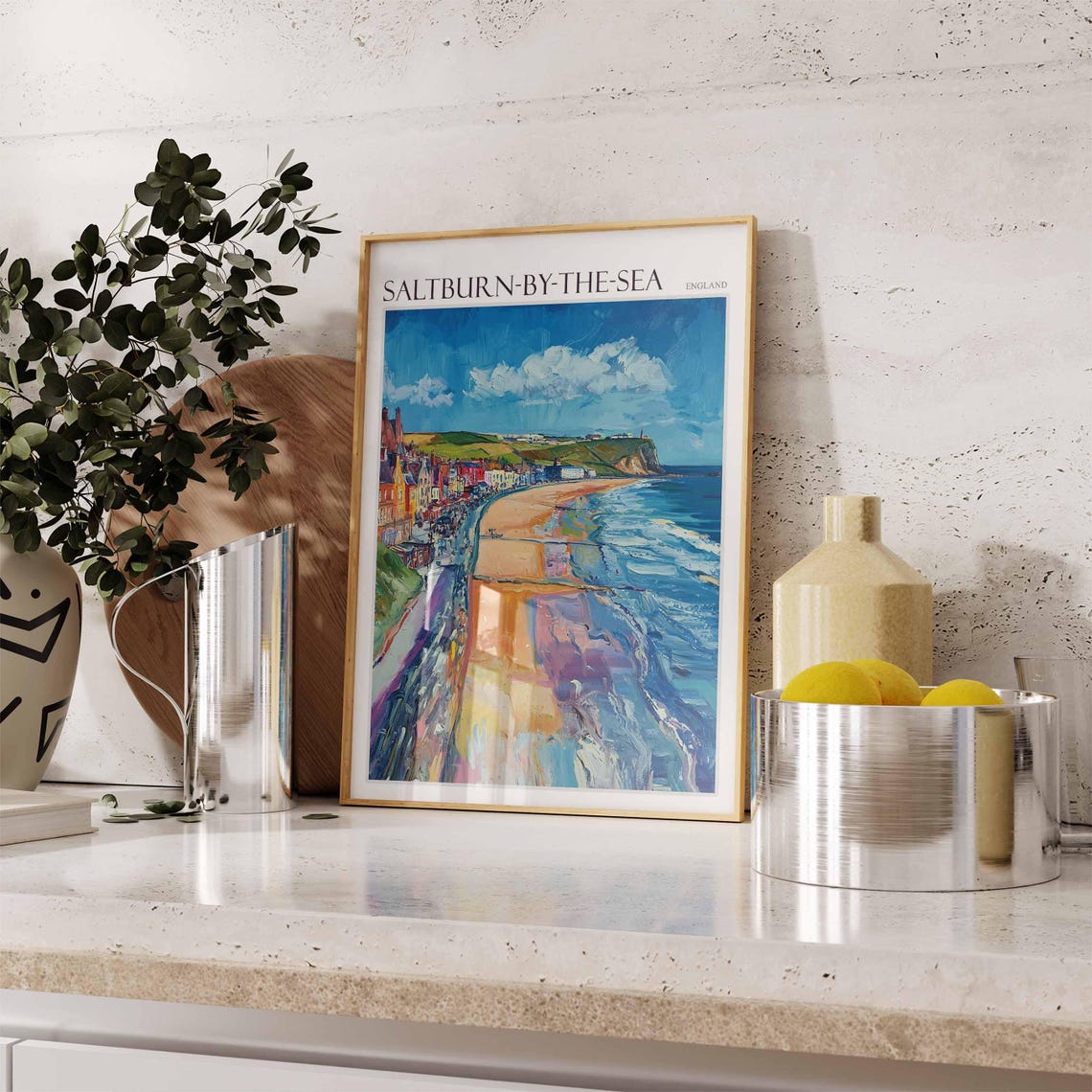 Saltburn By The Sea Poster Uk Travel Poster Coastal Wall Art British Art Uk Home Decor Vintage Seaside Poster Saltburn By The Sea Art - Image 3