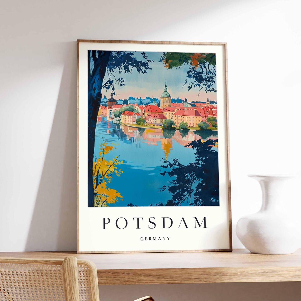 Potsdam Germany Riverside Church Domes Red Roofs City View Poster