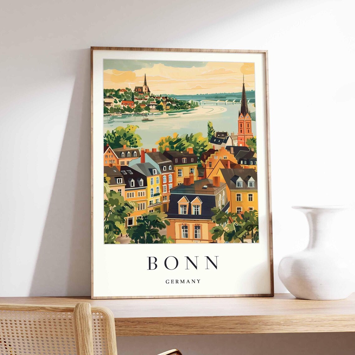 Bonn Germany Poster, Rhine River Travel Poster