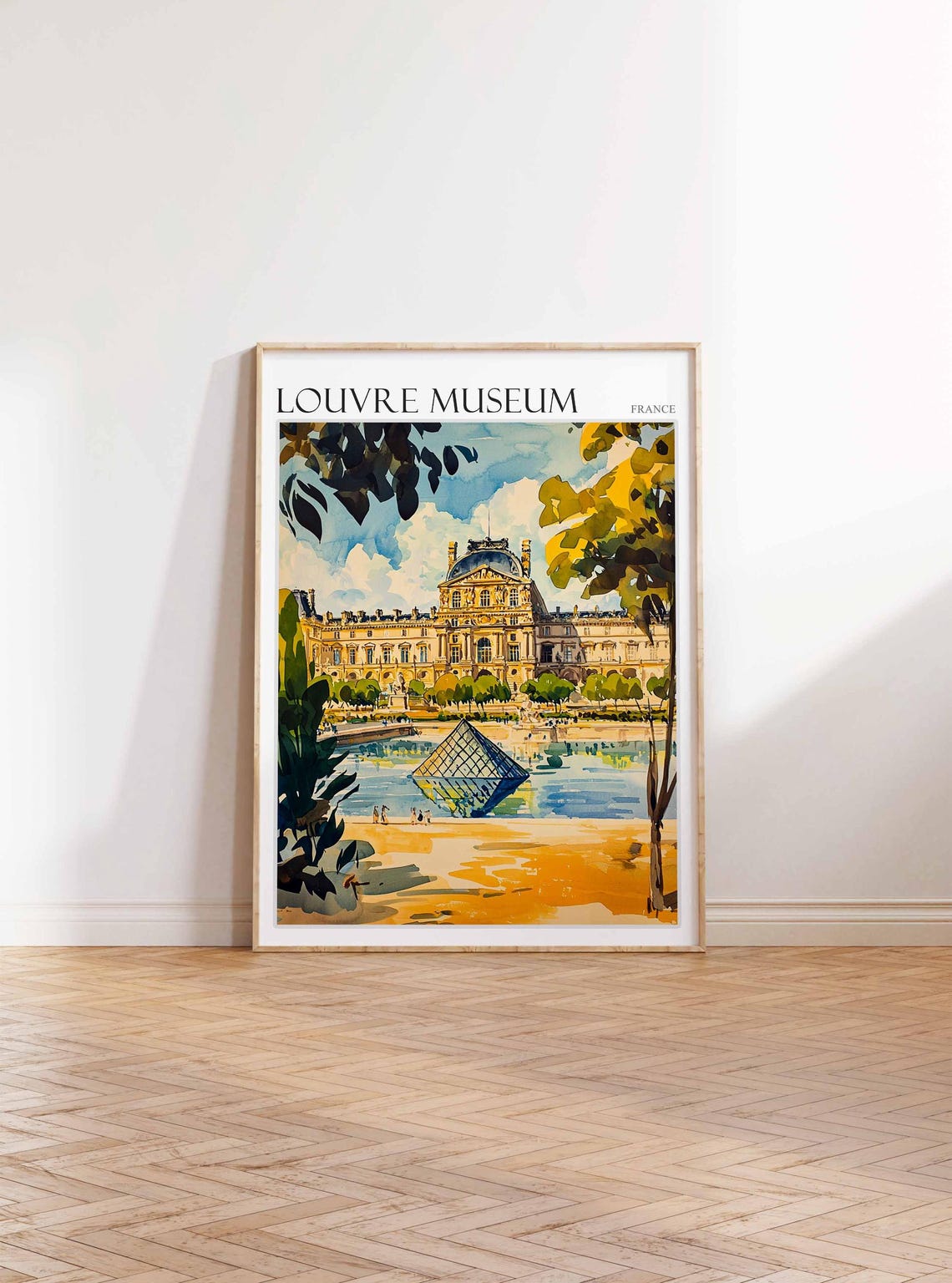 Louvre Museum Poster Louvre Museum Travel Print France Travel Poster Tropical Decor Travel Gift Floral Print Coastal Decor - Image 4