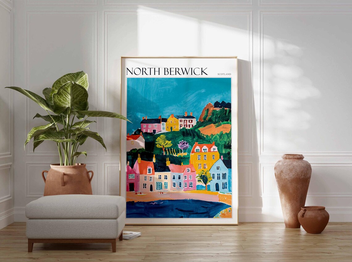North Berwick Hillside Town Seaside View Scotland Travel Poster - Image 4