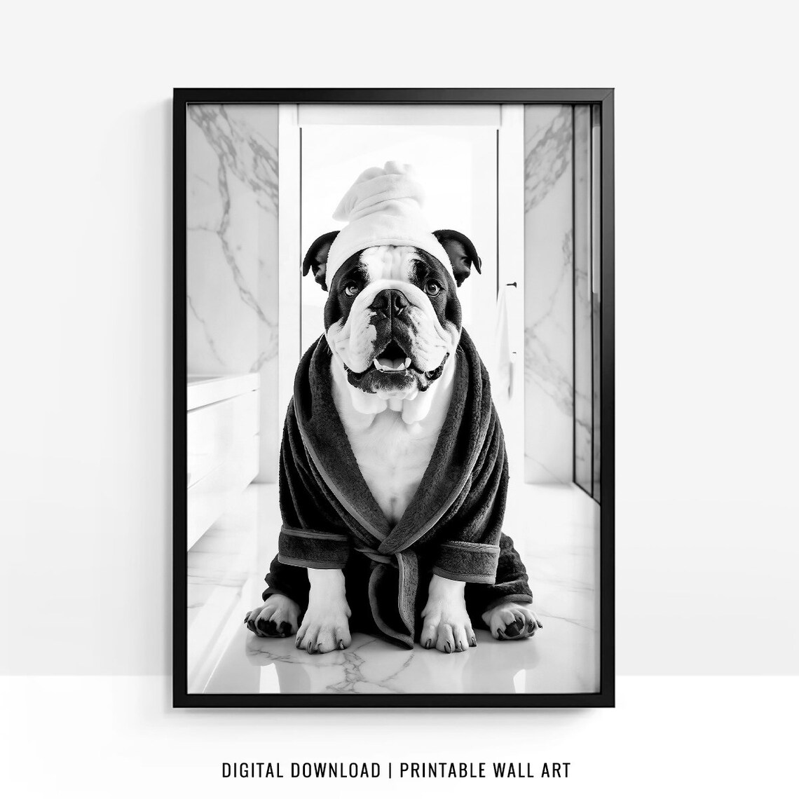 English Bulldog Funny Bathroom Decor Art Print