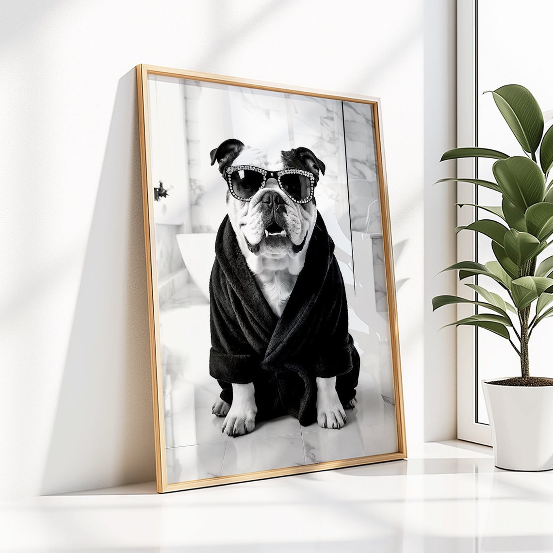 English Bulldog Wall Art English Bulldog Poster Funny Bathroom Decor English Bulldog Print Toilet Print Dog Gift - Image 2