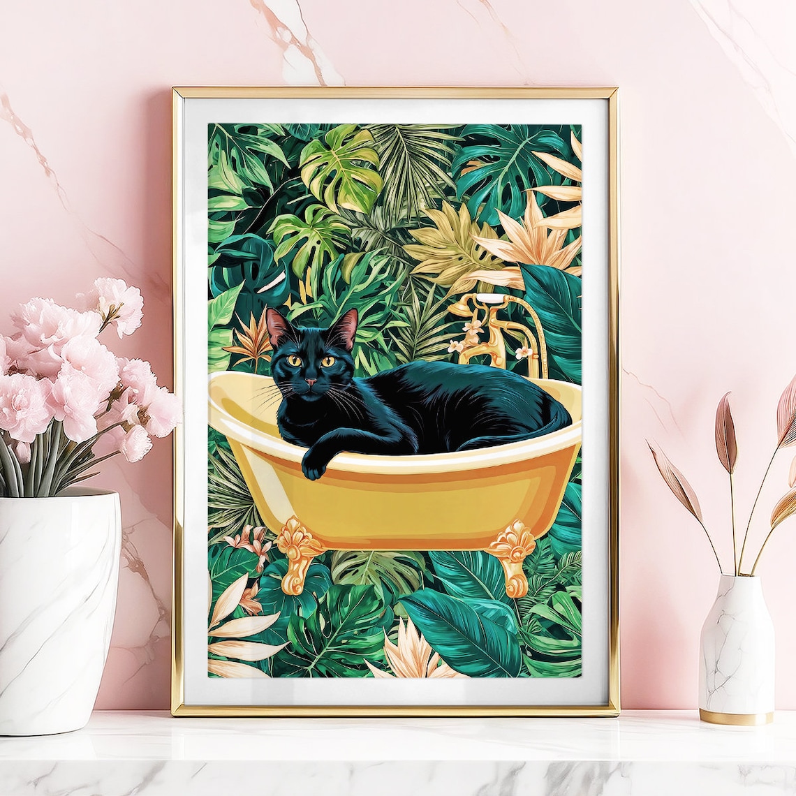 Cat In A Bathtub Funny Bathroom Art Print - Image 2