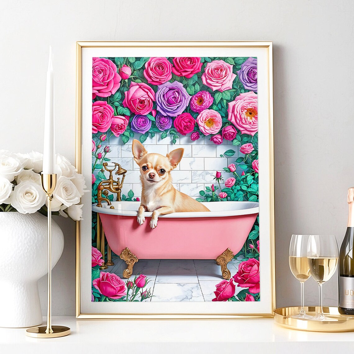 Chihuahua In Bathtub Bathroom Funny Art Print - Image 3