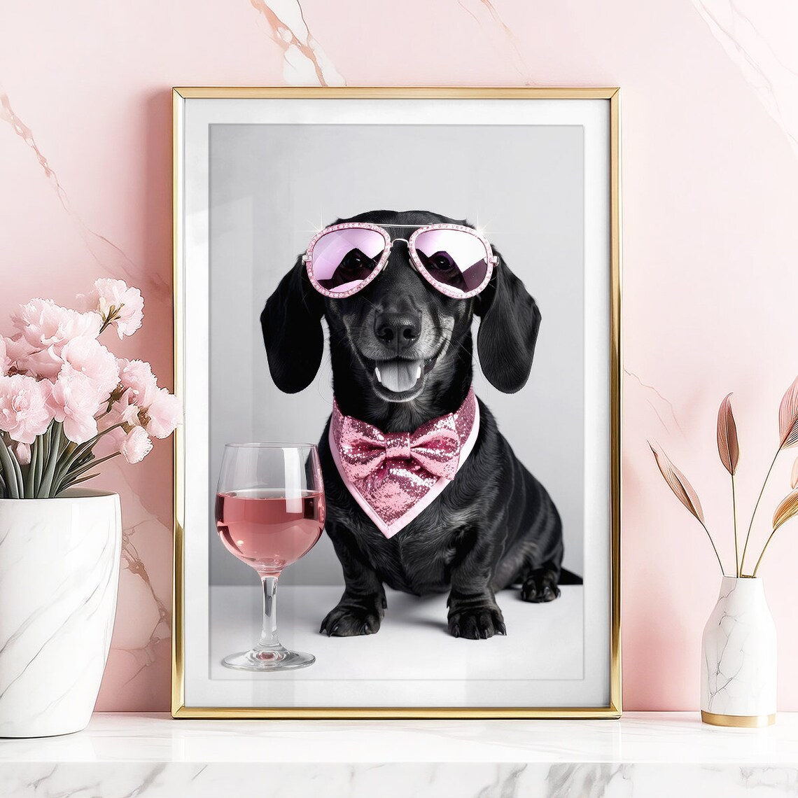 Dachshund Pink Gin Art Print, Funny Dog Gift - Image 5