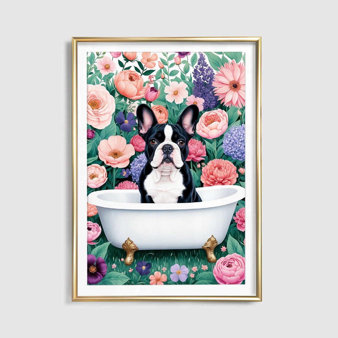French Bulldog Wall Art French Bulldog Print French Bulldog Boho Wall Art Frenchie Poster Frenchie Gift Framed Gift Bathroom Print - Image 2