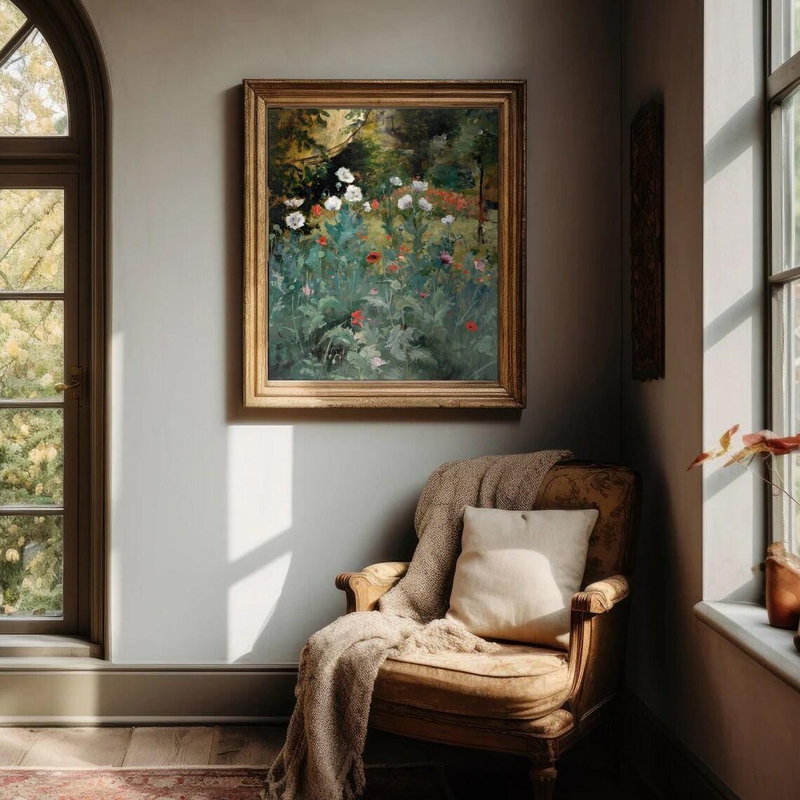 Vintage Poppy Flower Bed Oil Painting Impressionist Garden Poster - Image 4