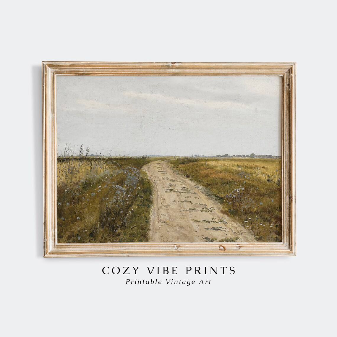 Country Dirt Road Golden Field Vintage Rustic Landscape Poster - Image 2