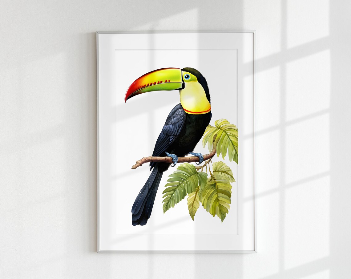 Keel-Billed Toucan Botanical Guide Art Print