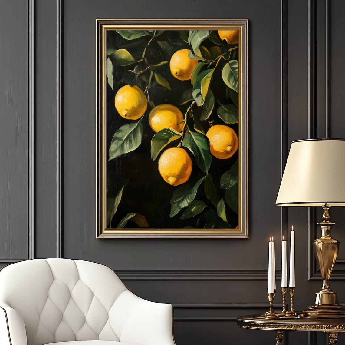 Lemon Oil Painting Print, Botanical Vintage Poster - Image 2