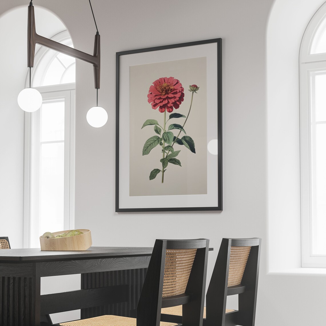 Zinnia Vintage Botanical Flower Art Print - Image 3