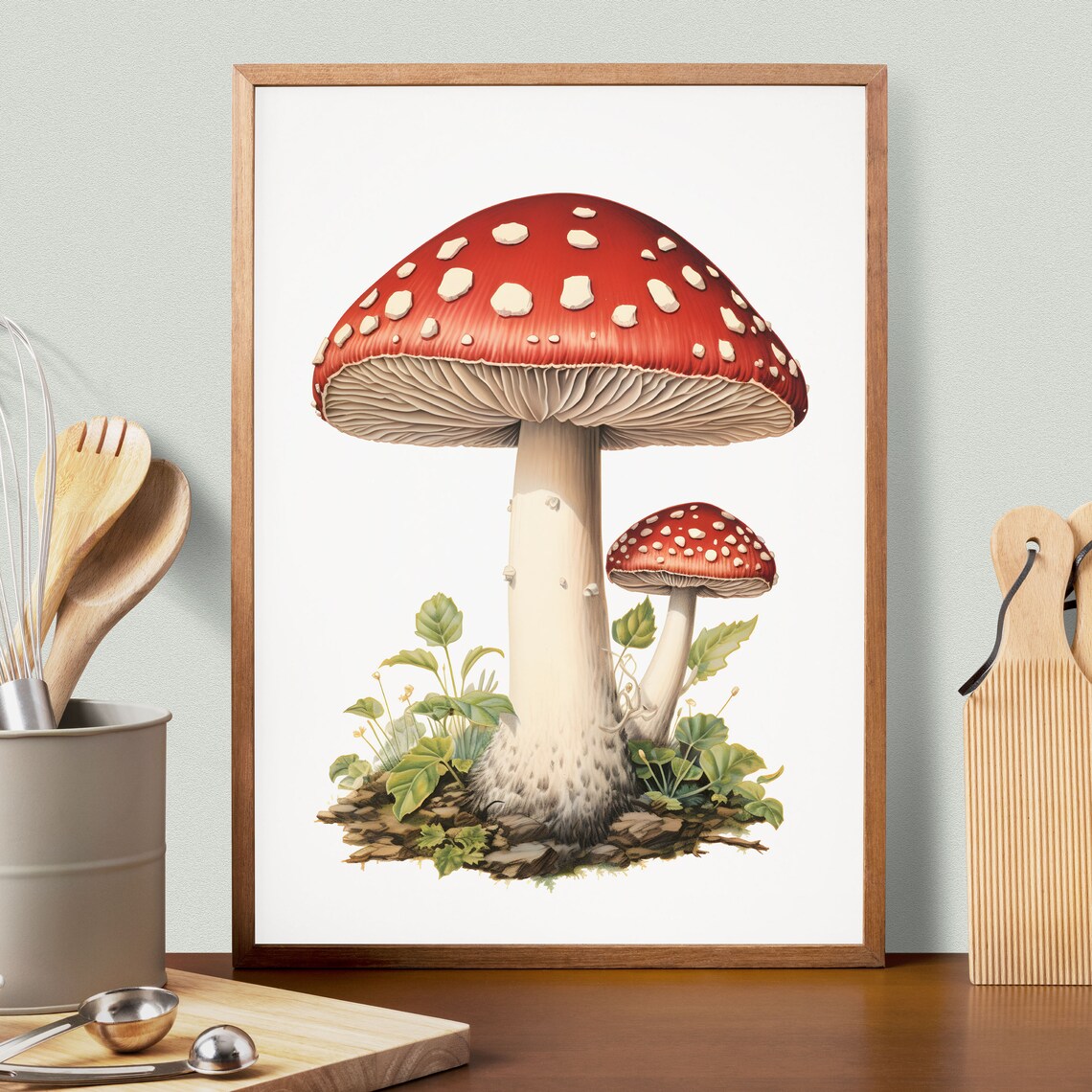 Fly Agaric Mushroom Botanical Guide Art Print - Image 3