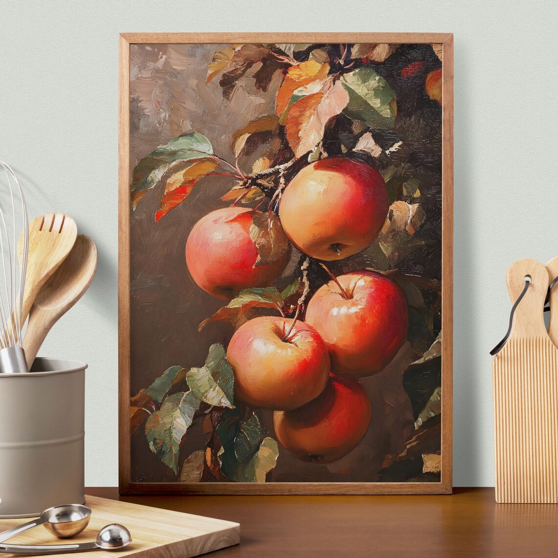 Apples Oil Painting Print, Botanical Vintage Poster - Image 3