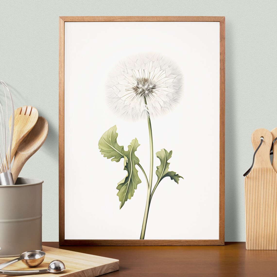 Dandelion White Flower Minimal Poster, Plant Art Print - Image 2
