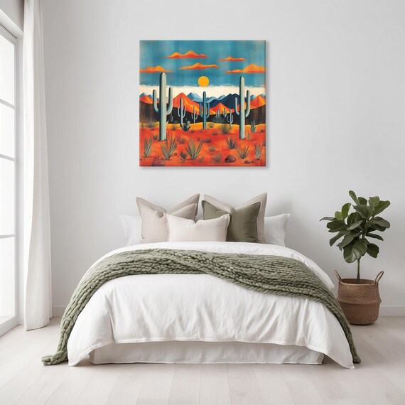 Utah Deco Desert Print Geometric Landscape Modern Painting Fantasy Nature Rustic Bright Wall Print Airbnb Art Wall Decor