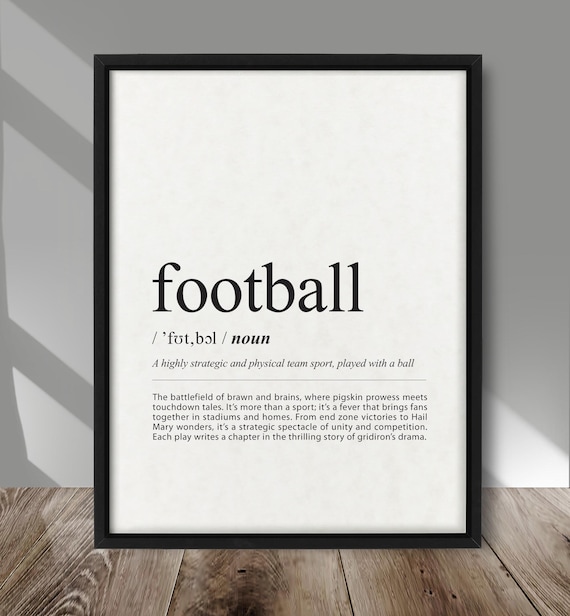 Football Definition Dictionary Style Typography Print Sports Fan Gift
