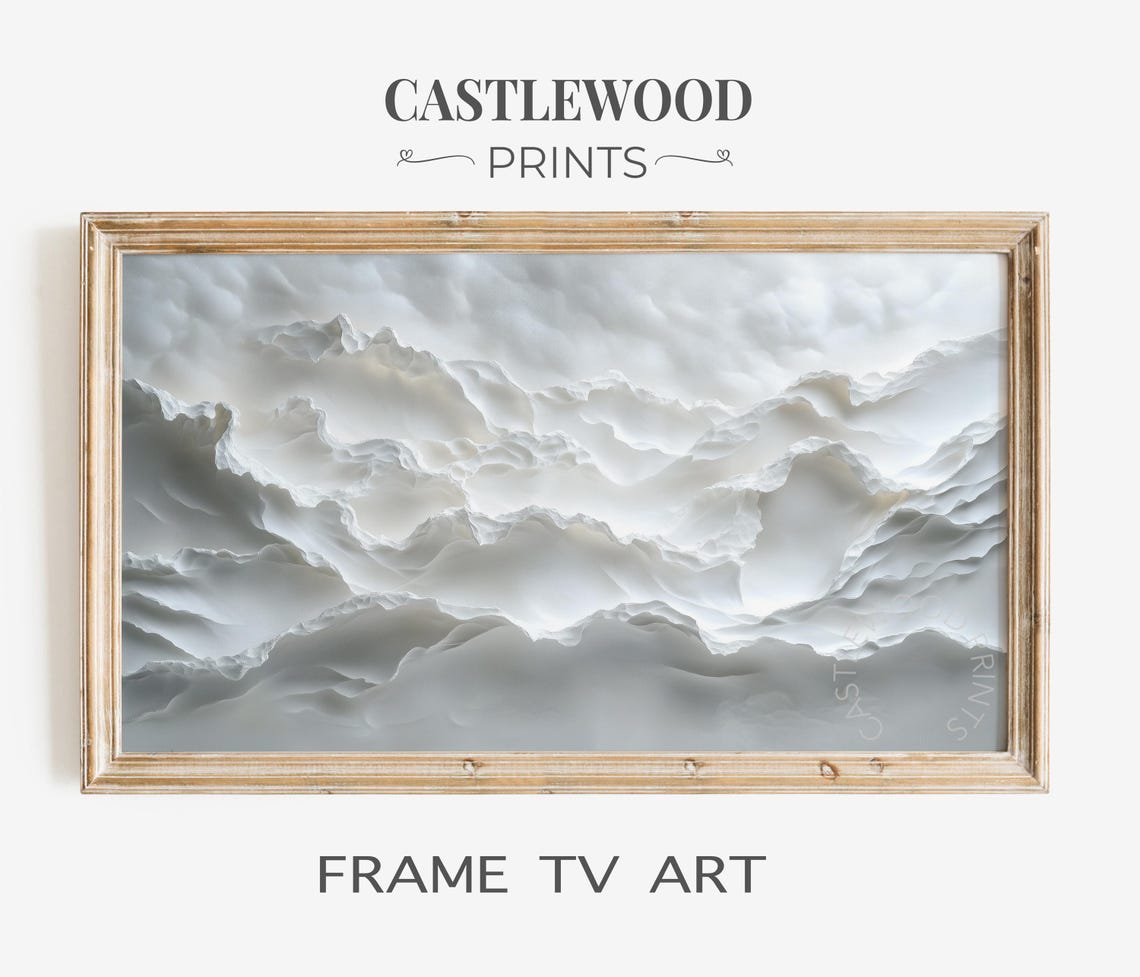 Swirling White Foam Wave 3D Relief Coastal Frame TV Art Poster