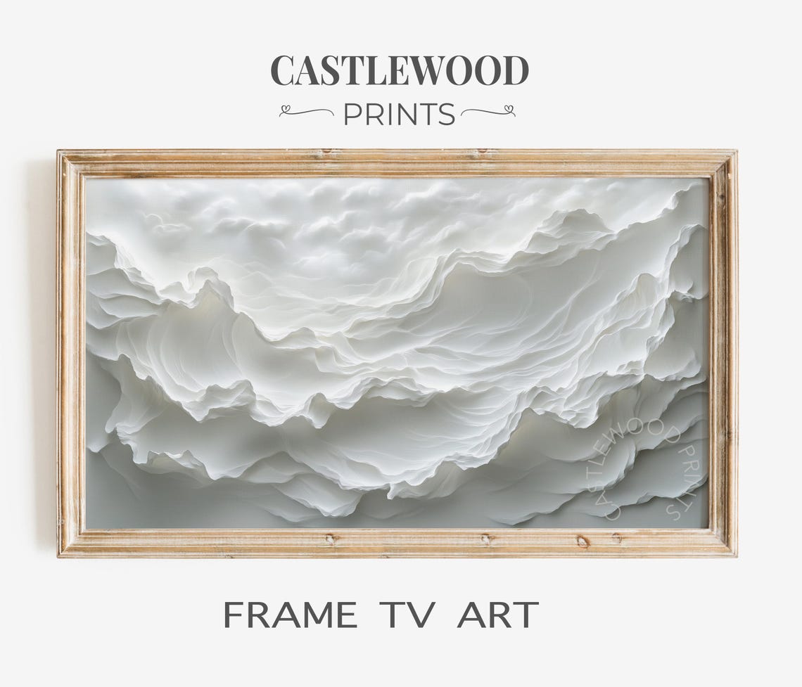 White Foam Tidal Wave 3D Textured Coastal Frame TV Art Poster
