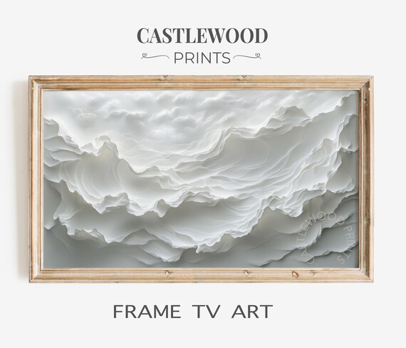 White Foam Tidal Wave 3D Textured Coastal Frame TV Art Poster