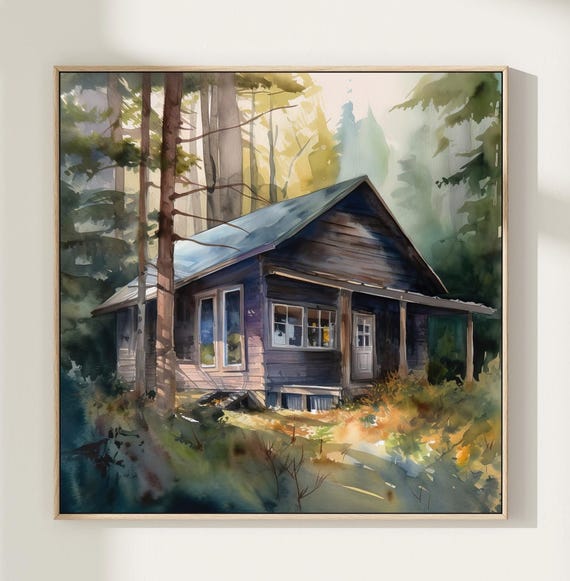 Cabin In The Forest Art Print Fw