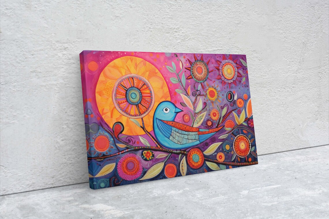 Abstract Blue Bird Art Print, Modern Animal Decor - Image 2