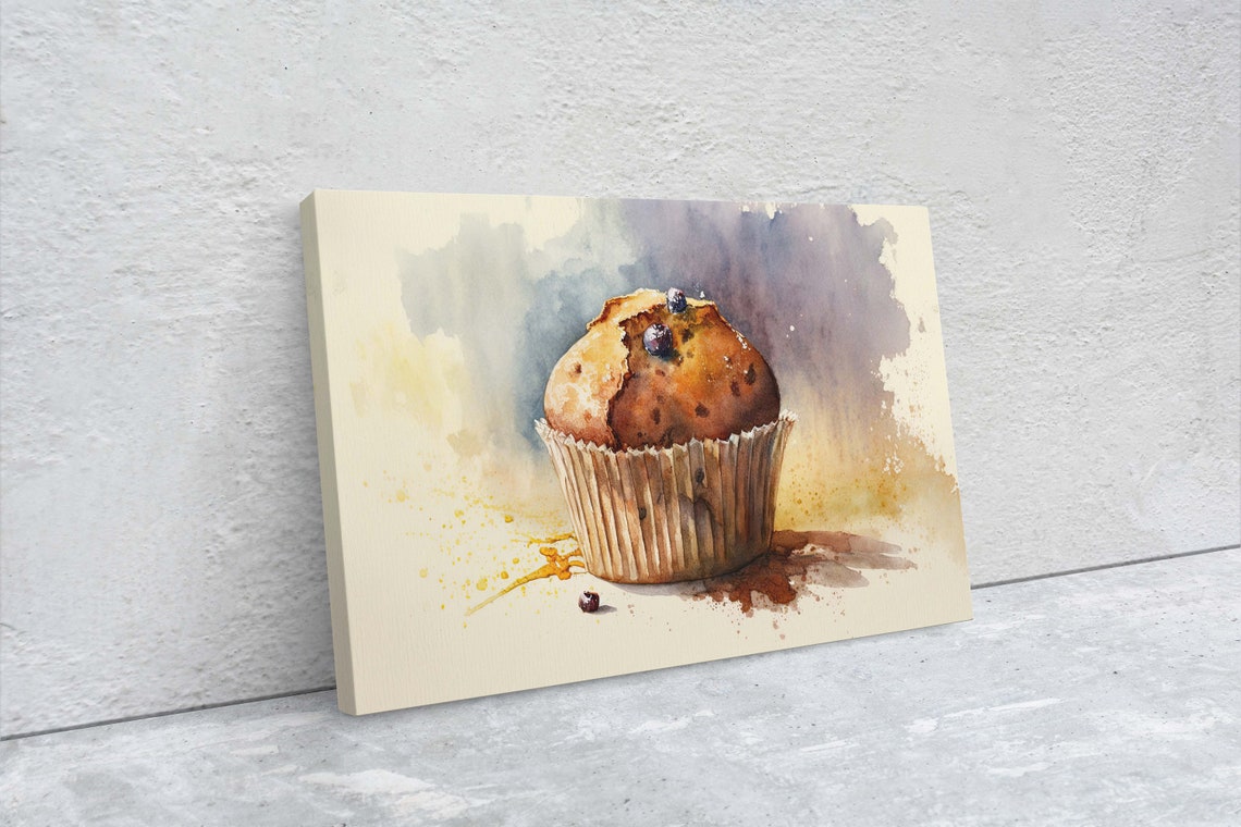 Watercolor Blueberry Muffin Bakery Pastry Art Kitchen Decor Poster - Image 2