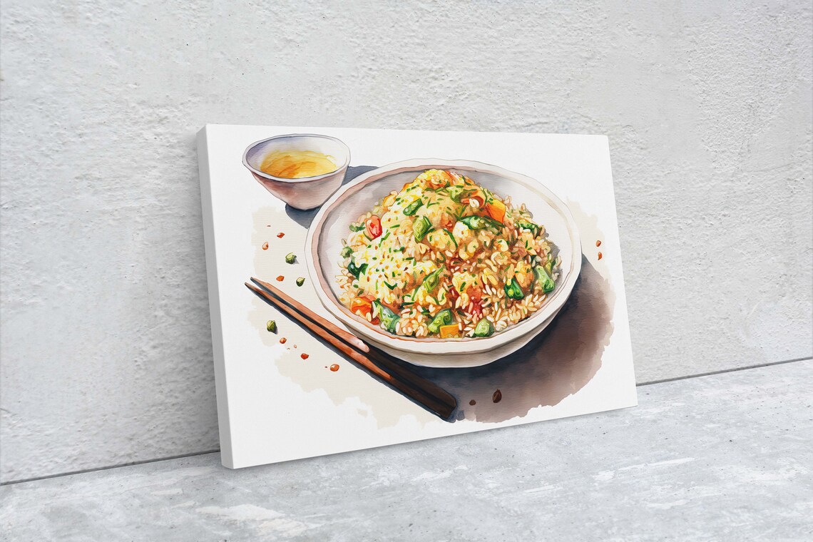 Fried Rice Watercolor Art Print, Chinese Cuisine - Image 2