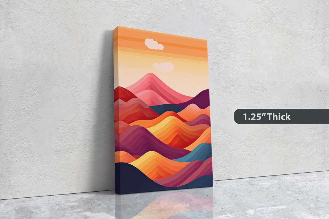 Minimalist Rolling Hills Sunset Warm Gradient Sky Modern Art Poster - Image 3