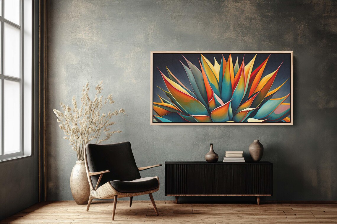 Vibrant Agave, Mexican Folk Art Cactus Art Print - Image 3