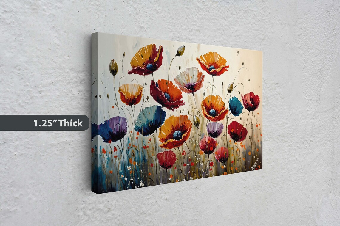 Colorful Poppy Flowers, Oil Painting Art Print - Image 3