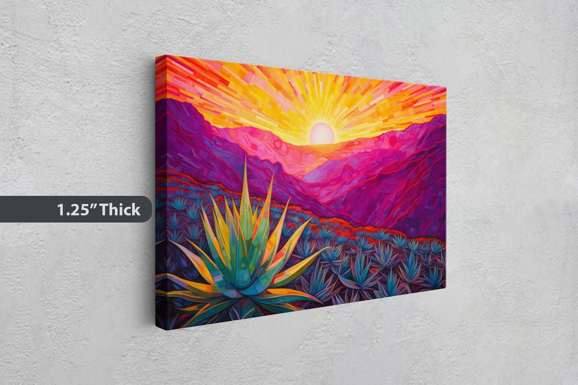 Desert Painting Southwestern Agave Art Framed Large Print Landscape Painting - Image 3