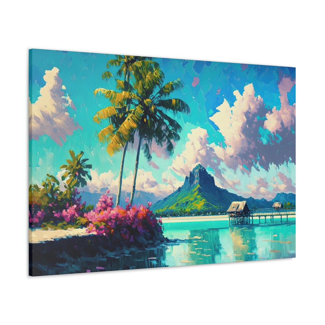 Bora Bora Travel Poster, Bright Beach Mountain - Image 3