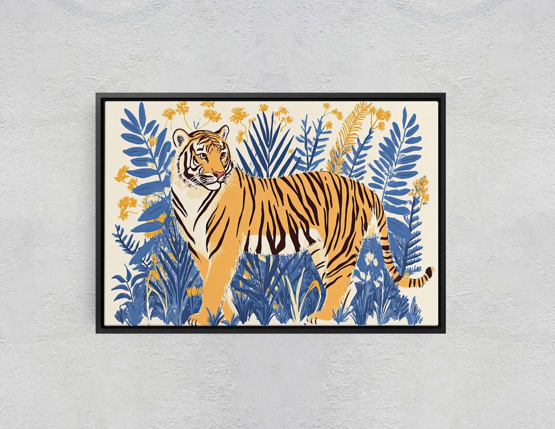 Jungle Tiger Minimalist Botanical Animal Art Print