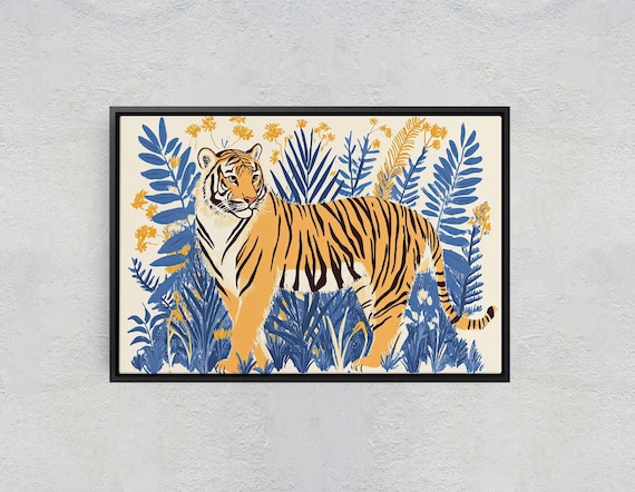 Jungle Tiger Minimalist Botanical Animal Art Print