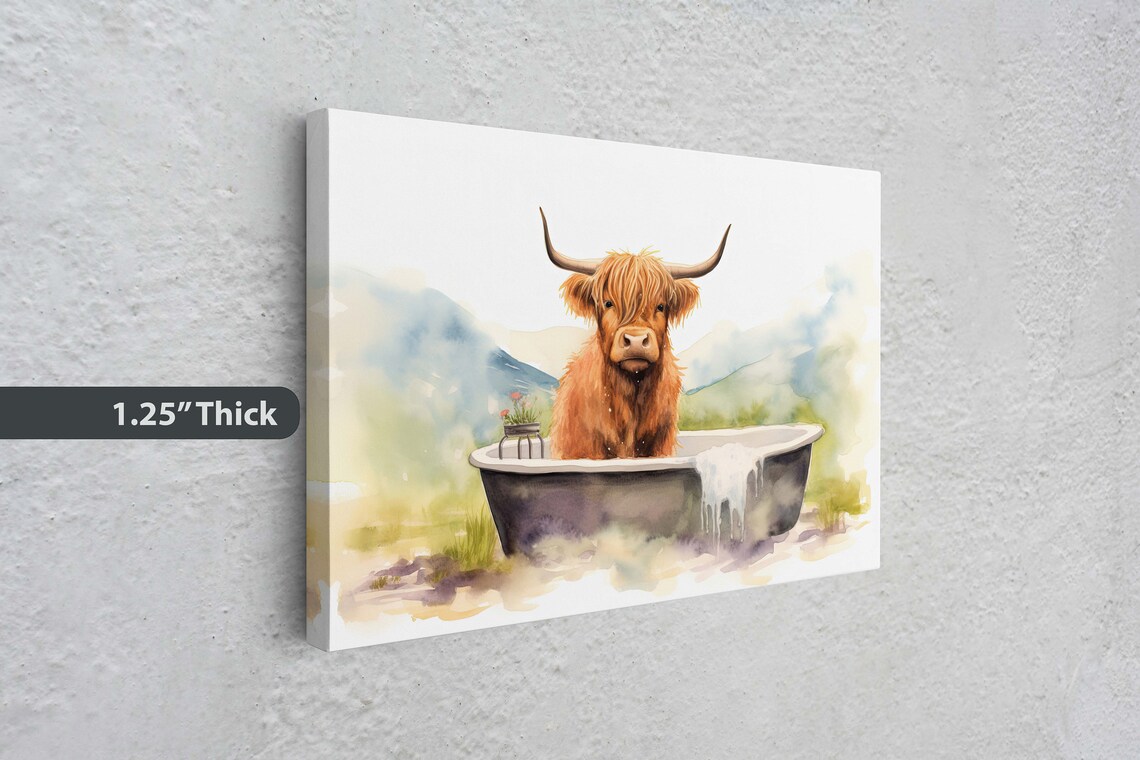 Highland Cow Bathroom Decor, Farm Style Art Print - Image 3